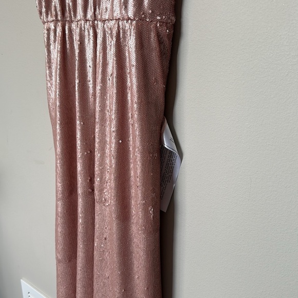 Dress the Population Rose Gold Sequin Sparkling NWT VNeck Midi Dress Prom XS - Picture 4 of 13